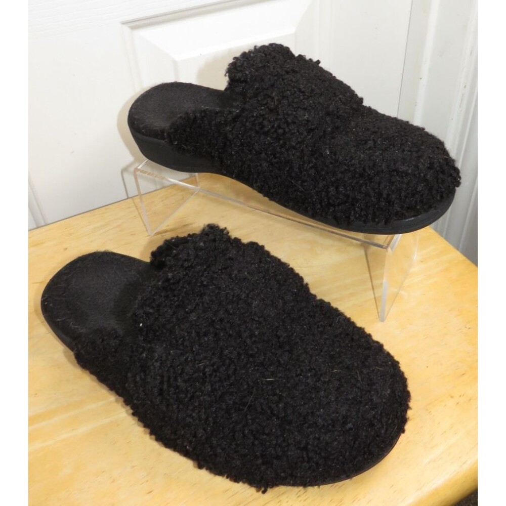 Vionic Women's Gemma II Black Shearling Style Slippers Women's Size 7